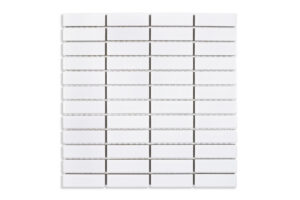 White Glossy 1x3 Straight Stack Porc Mos