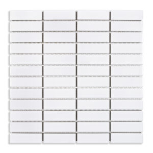 White Glossy 1x3 Straight Stack Porc Mos