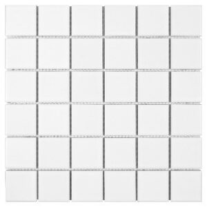 White Matte 2x2 Square Porc Mos