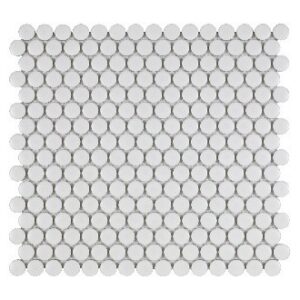 White Matte 3/4 Inch Penny Round Porc Mos