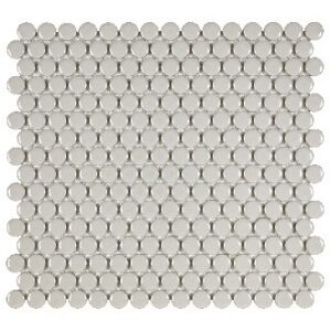 Taupe Glossy 3/4 Inch Penny Round Porc Mos