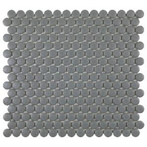 Grey Matte 3/4 Inch Penny Round Porc Mos
