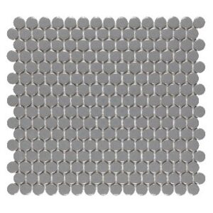 Grey Glossy 3/4 Inch Penny Round Porc Mos