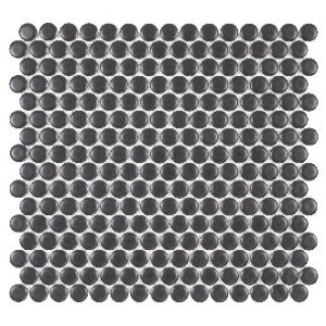 Black Matte 3/4 Inch Penny Round Porc Mos