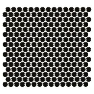 Black Glossy 3/4 Inch Penny Round Porc Mos