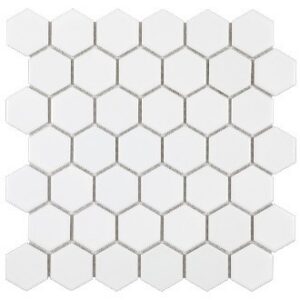 White Matte 2 Inch Hex Porc Mos