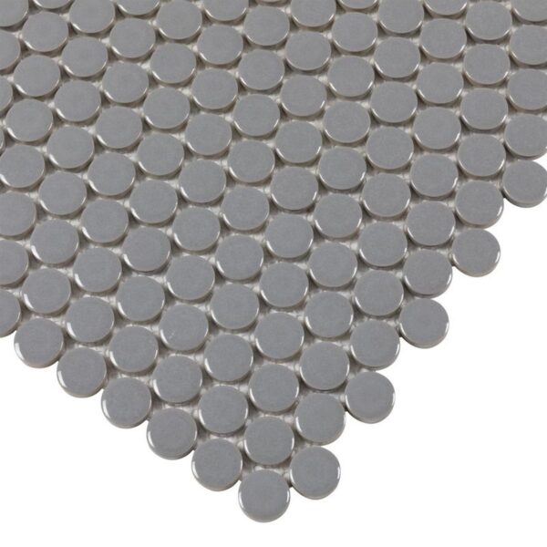 GREY GLOSSY 3/4 INCH PENNY ROUND PORC MOS - Image 3