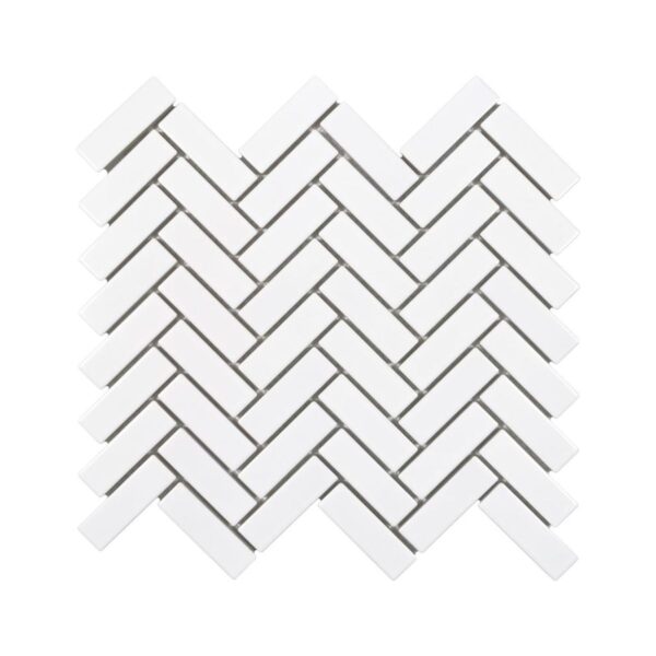 WHITE GLOSSY 1X3 HERRINGBONE PORC MOS