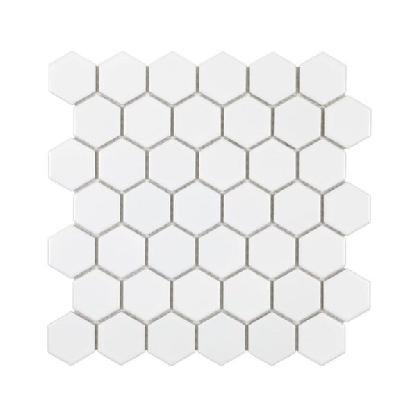 WHITE MATTE 2 INCH HEX PORC MOS