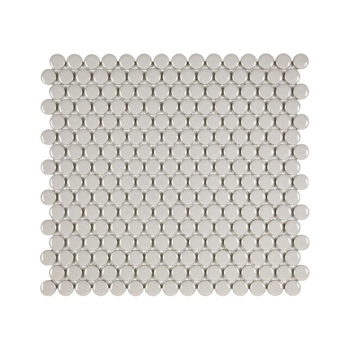 TAUPE GLOSSY 3/4 INCH PENNY ROUND PORC MOS